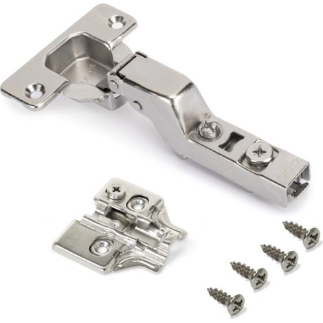 EMUCA Lot de 20 charnières super pliantes X92 - fermeture souple et embases à visser- Acier- Nickelé (1/5)