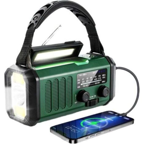 20,000 mAh Emergency Radio – NOAA/AM/FM Radio with Hand Crank and Solar Power – USB Charging Function for Mobile Phones – SOS Alarm – Reading Light and LED Flashlight – for (1/4)