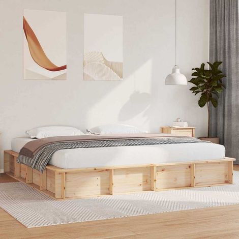 Bettrahmen Braun 180 x 200 cm Massives Kiefernholz