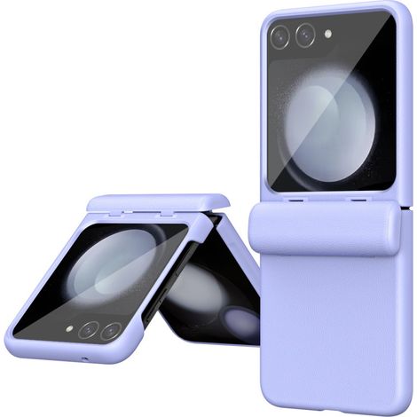 Funda para Samsung Galaxy Z Flip7 FE / Z Flip6, delgada, de cuero, color morado. (1/4)