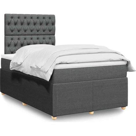 Cama box spring con colchón tela gris oscuro 120x200 cm (1/5)