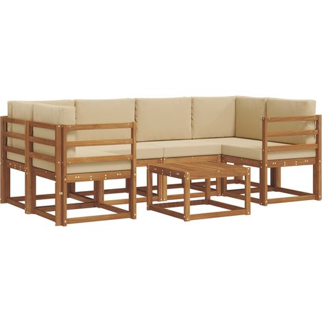 Outdoor Sofa Set with Cushion 7 pcs Natural and Beige vidaXL (1/5)