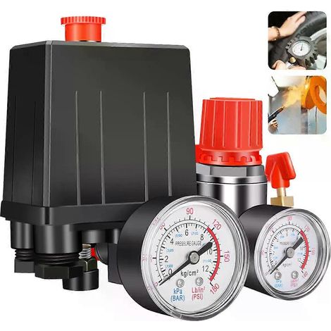 Druckschalter für Luftkompressoren (90–120 PSI), Steuerventil, Regler, Manometer, Sicherheitsventil, Ersatzteile für 1/4-Zoll-BSP-Luftkompressoren (1/5)