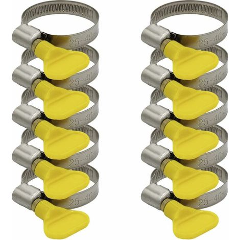 Lot de 10 colliers de serrage en inox 25-40 mm avec bande de 9 mm, colliers de serrage en inox de qualité industrielle pour tuyau de piscine, système de filtre à sable, bassin et tuyau d'arrosage (25- (1/2)