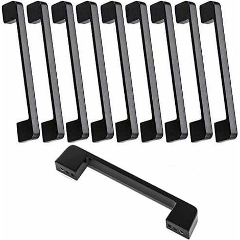 10 poignées de meubles, entraxe de 160 mm - Poignées de porte de cuisine noires