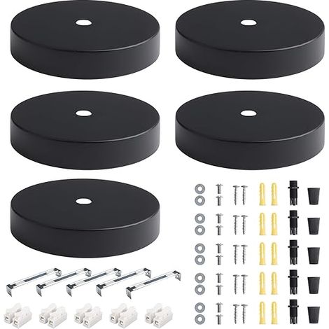 Ceiling Canopy 10 cm Rose Ceiling Light Black  Wire Cover Chandelier Ceiling Pavilion Light Metal Canopy Lamp Bracket for Kitchen Living Room Corridor (1/5)