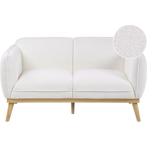 2 Seater Sofa White Fabric Wooden Tapered Legs Couch for Two Loveseat LJUNG