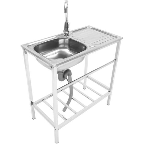 Single Bowl Kitchen Sink 201 Stainless Steel Commercial Catering Sink Kitchen Utility Sink For homes, outdoors, restaurants, laundry rooms, basements, bars, kitchens (1/5)