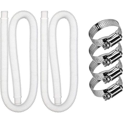 Tuyau de Piscine, Tuyau et Pince de Rechange pour Filtre de Piscine, Tuyau de Rechange pour Pompe de Piscine 300GPH 330GPH (Ensemble blanc 2PCS) (1/5)