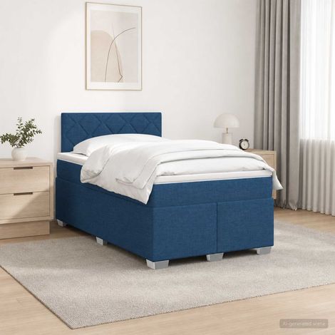 vidaXL Cama con Base Tapizada, Colchón y Luz LED Azul 120 x 190 cm (1/5)