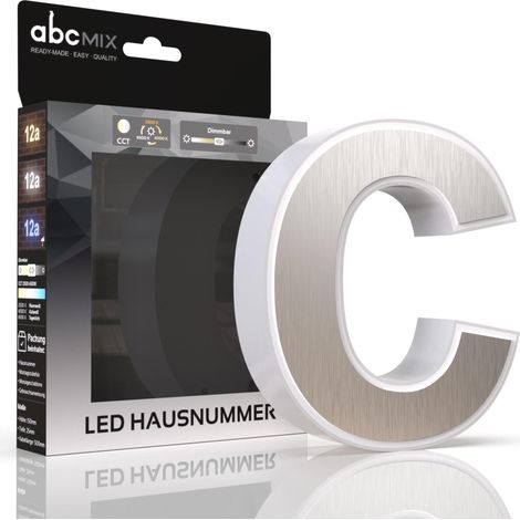 LED Hausnummer c inkl. Edelstahl-Cover - CCT 12V 2700K/4000K/6500K (1/5)
