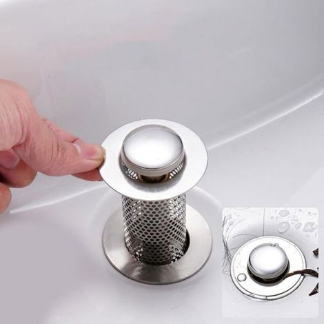 Filtre Drainage - Acier Inoxydable - Pour Baignoire Et Cuisine - Bouchon Crépine Pop Up - 2 Pièces (1/4)