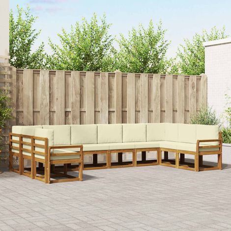vidaXL Outdoor-Sofagarnitur mit Kissen 10 pcs Natur und Creme (1/5)