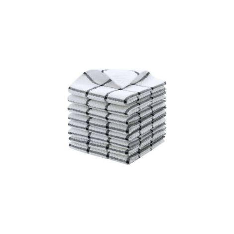 Un ensemble de 12 torchons de cuisine en microfibre à absorption rapide et de 12 lavettes en coton ultra-doux pour nettoyer et sécher (gris). - Crezuo (1/4)