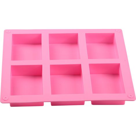 Moule en silicone monobloc, moule à savon, moule en silicone rectangulaire bricolage pour la cuisson de gâteaux, biscuits au chocolat, glaçons faits maison (rose) - 23,5 x 21,2 x 2,5 cm