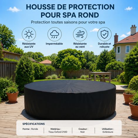 Housse de protection ronde pour table de jardin 130 x 71 cm en polyester noir 130 71 370 g – Livraison gratuite