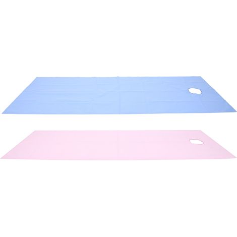Housse de table de massage imperméable et résistante aux huiles avec trou pour le visage (Rose et Bleu) (1/5)