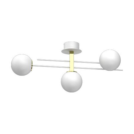 Plafonnier Satelit boules verre blanc or 3xE27 Luminex