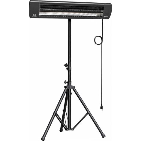 Radiateur infrarouge sur pied 2500 W - 87x81x180 cm, noir - IP65, télécommande, minuterie, 3 niveaux et hauteur réglable - Pour terrasse, extérieur - Design pratique (1/5)