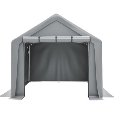 Abri de rangement pour vélos 244x241x217 cm, structure en acier galvanisé, toile PE imperméable, gris foncé (1/5)