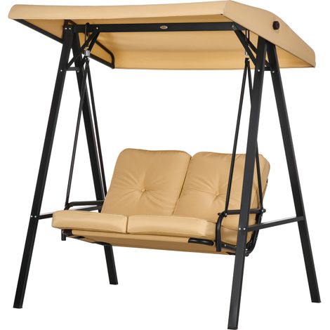 Balancelle jardin 2 places auvent réglable 220 kg 145 x 116 x 172 cm beige