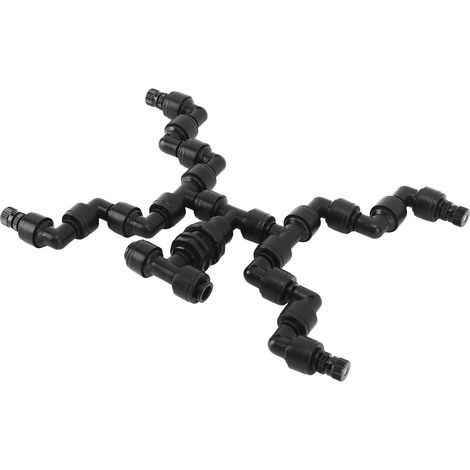 Système de brumisation réglable avec buse à 360° pour animaux, reptiles et serres. Brumisateur de type forêt tropicale. 4 têtes noires. (1/5)