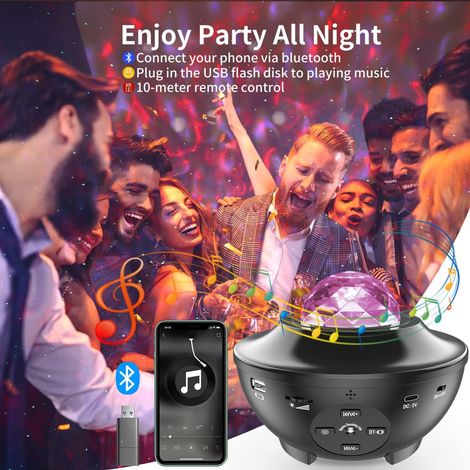Projecteur d'étoile LED, projecteur de veilleuse rotatif, haut-parleur Bluetooth avec 21 modes et télécommande, minuterie et haut-parleur, décoration de projecteur de plafonnier Bluetooth Ocean Star, (1/4)