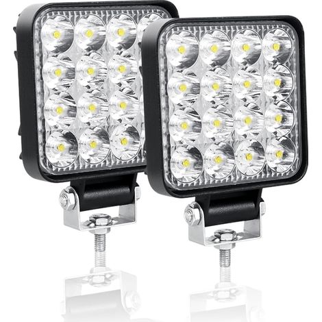2 Stück 10 cm LED-Arbeitslicht, 48 W, LED-Scheinwerfer, Auto, 12 V, 24 V, wasserdicht, IP67, Spot-LED-Nebelscheinwerfer, 1800 lm, für Auto, LKW, Traktor, SUV, Marine, Arbeitslicht