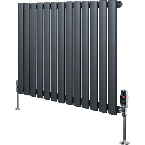 Oval Single Column Radiator & Valves – 600mm x 780mm – Anthracite (1/5)