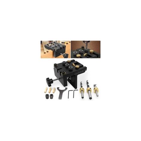 Kit de gabarit de Positionnement 6/8/10/15 mm trou de poche 3 en 1 avec clip de positionnement Guide de perçage réglable localisateur de perforateur pour meubles (1/4)
