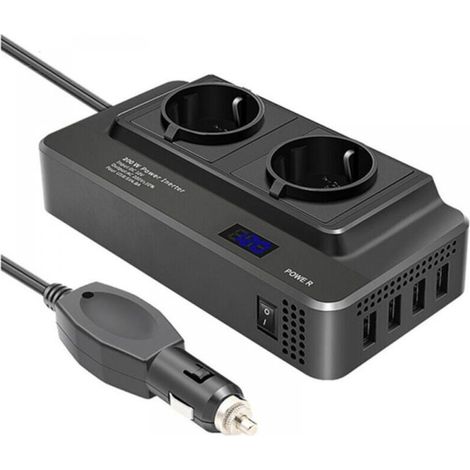 Convertisseur DC12V-AC220V 200W Prise Allume Cigare Transformateur de Tension, Chargeur Voiture Camping Car avec Multi Protections et Soft Start (1/4)