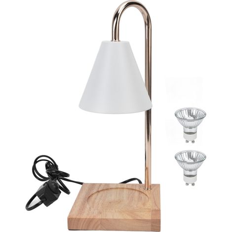 Lampe Chauffante à Bougie en Métal avec Support Bois, Luminosité Réglable, Alimentation 110-240V pour Décoration Maison (1/5)