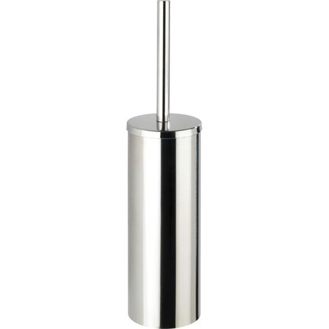 WENKO Freistehende WC-Garnitur geschlossene Form Orea Glänzend, WC-Bürstenhalter inkl. WC Bürste, Silber glänzend, Edelstahl rostfrei glänzend , Polypropylen schwarz (1/4)