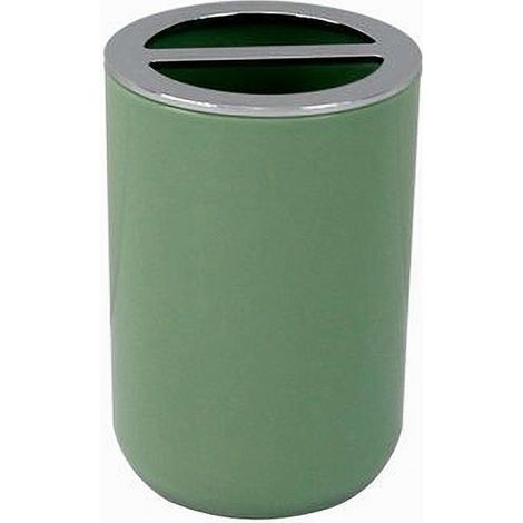 Portaspazzolini Bicchiere Accessorio Bagno 2 Fori Verde Silver Contenitore 79875 (1/2)
