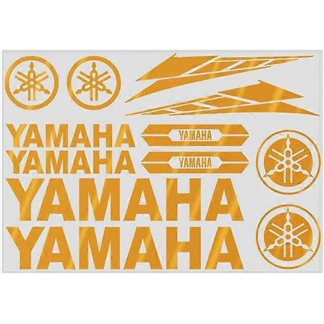 Aufkleber kompatibel mit YAMAHA Motorrädern, Logo, Tankaufkleber-Set, Fahrzeugklebefolie – FARBE: Mattgold (1/5)