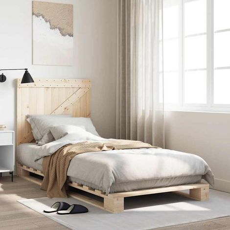 Estructura de cama con cabecero madera maciza de pino 90x200 cm (1/5)