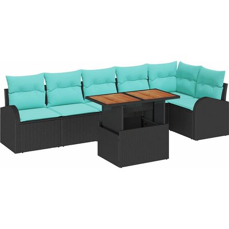 Garden Sofa Set with Storage 7 pcs Black Poly rattan vidaXL (1/5)