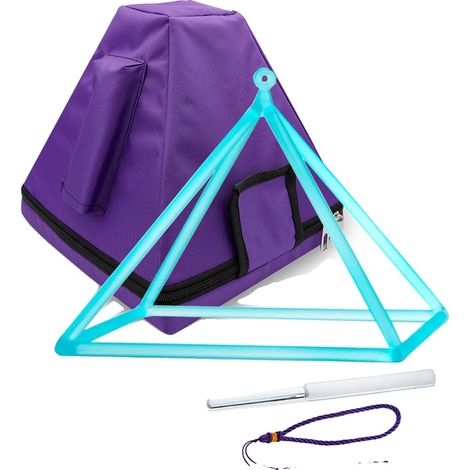 Piramide sonora di cristallo, strumento di guarigione energetica sonora, potenziatore della meditazione, blu con borsa (1/2)