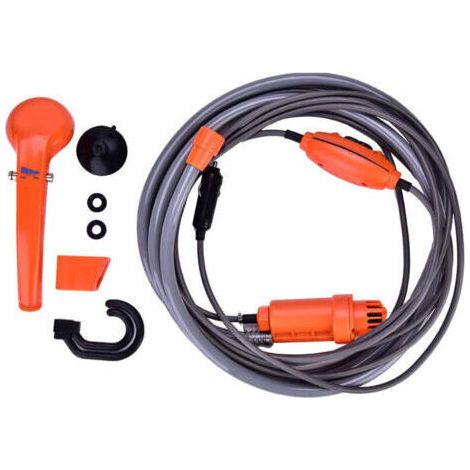 Kit de Douche Portable 12V pour Camping - Douchette Extérieure avec Branchement Allume-Cigare - Idéal pour Voyage et Plein Air - Équipement de Lavage pour Véhicule (1/4)
