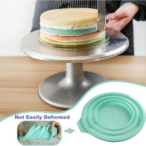 Gateau Silicone Rond, 3PCS Antiadhésif Moule a Gateau 20cm/16cm/11cm Moule en Silicone, Moule Silicone Patisserie Pour Gateau,Mousse (1/4)