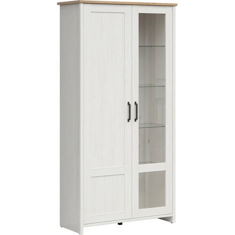 Credenza 2 ante Aksel bianco e marrone 201cm (1/4)