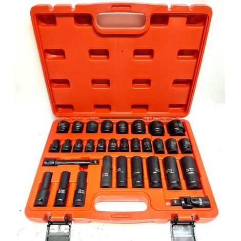 BUSSOLE IMPATTO 32 PZ RINFORZATE AVVITATORE PNEUMATICO 1/2" 8 32 MM PROLUNGA (1/5)