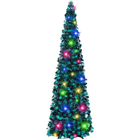 Albero di Natale Artificiale Pieghevole con Luci LED Verde 150cm (1/5)