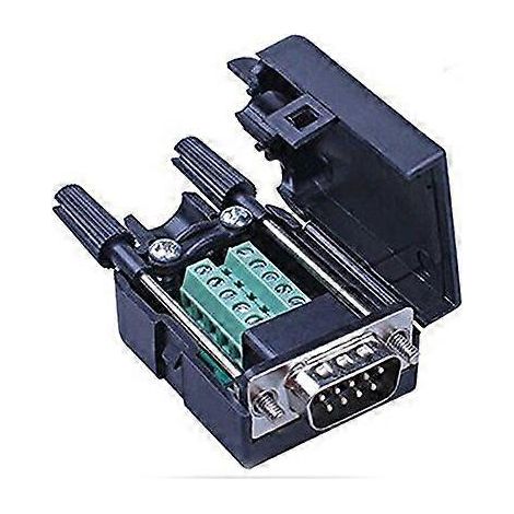 Adaptateur DB9 DSUB RS232 VGA, signal à 9 broches, répartiteur de bornier à 2 rangées, couvercle en plastique, connecteur mâle avec vis et écrou. (1/5)