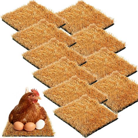 Lot de 10 Tapis de Nidification pour Poulailler en Gazon Artificiel Lavable 30x30 cm (1/5)