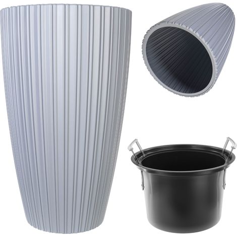 KADAX Runder Blumentopf mit Inneneinsatz, 30 cm, Grau