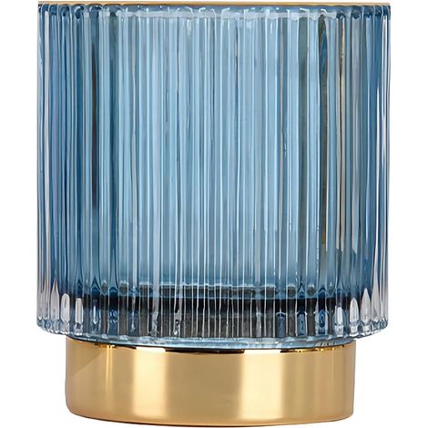 Boîte de rangement maquillage en cristal bleu, pot vintage pour pinceaux et stylos, idéale pour coiffeuse ou salle de bain. (1/5)