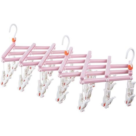 Pratico appendiabiti pieghevole con clip, 29 clip, rosa