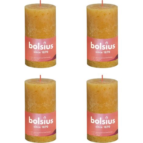 Bolsius Rustikale Pfeilerkerzen 4 Stk 130x68 mm Honiggelb (1/3)