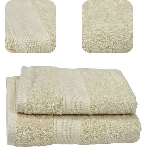 Set mit 2 Badetüchern, 100 % Baumwolle, beige, 70 x 140 cm und 50 x 90 cm (1/4)